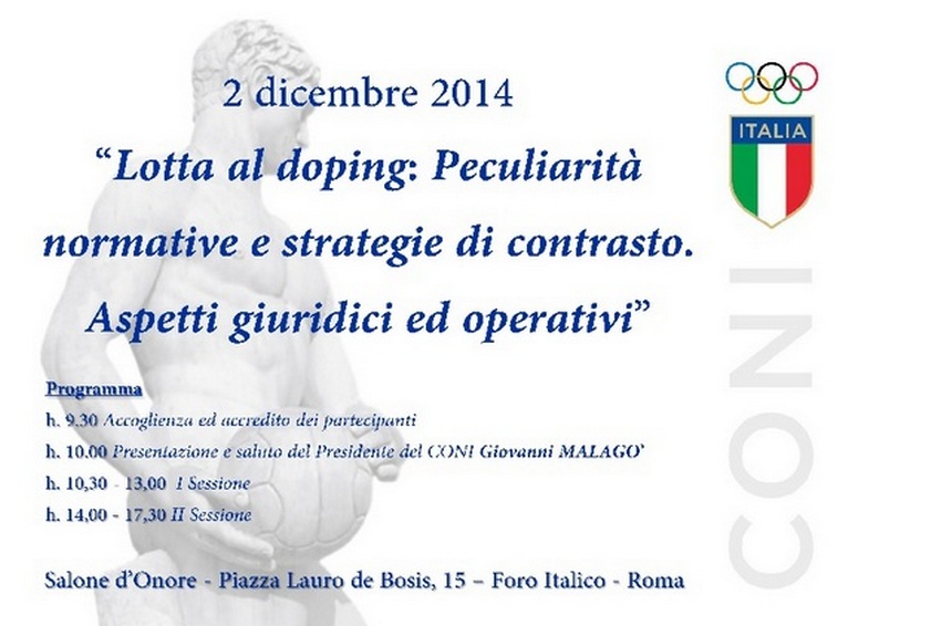 Domani convegno sul doping al Salone d'Onore