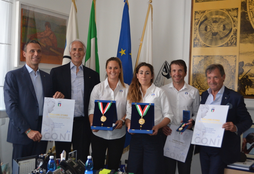 Malagò e Mornati consegnano i Collari d'Oro a Goggia e Moioli. Palma d'Oro a Pisoni