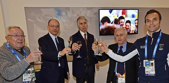 Italian PM Enrico Letta at the Italy House - "It's just wonderful being here standing beside our athletes, we are on the front lines in the fight against discrimination"